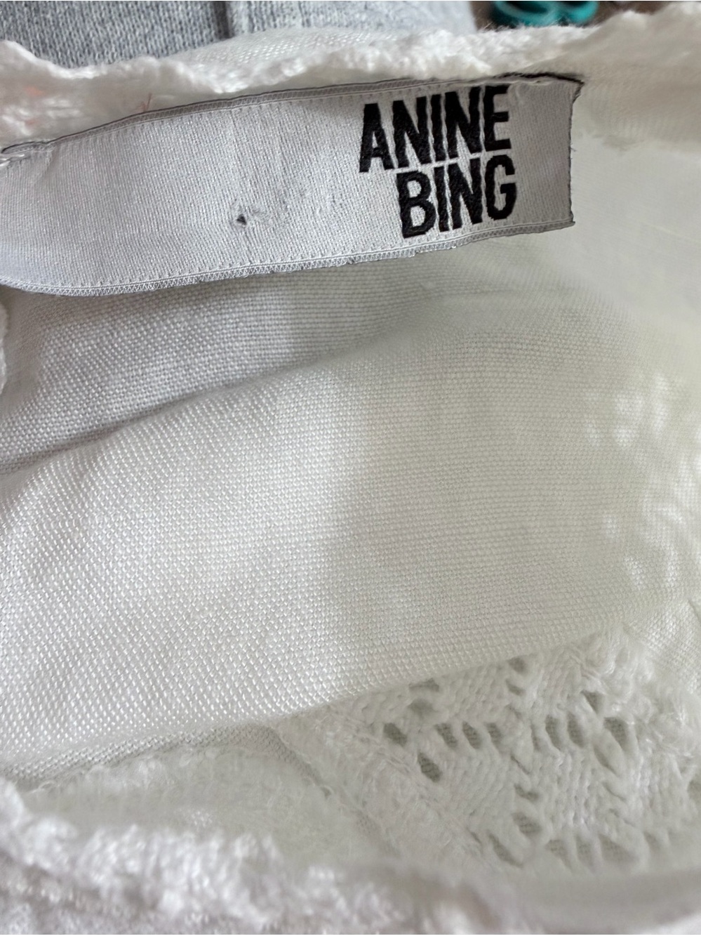 Anine Bing Cream Linen-Blend Lace Detail Mini Dress - Size S - Picture 7 of 14
